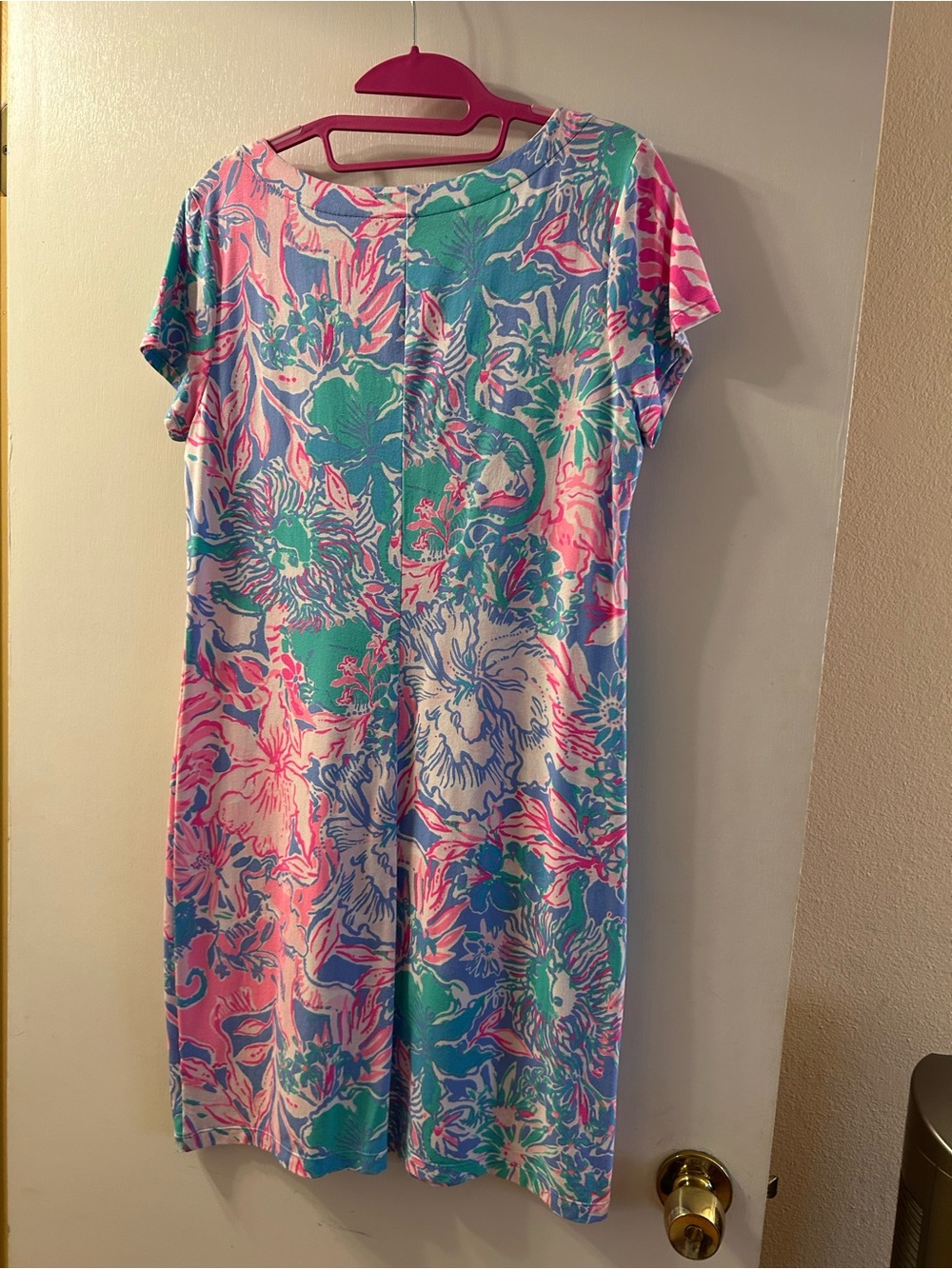 Lilly Pulitzer Pink & Turquoise Floral V-Neck Dress - Picture 3 of 3